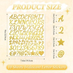 1050 PCS Gold Letter Stickers Glitter 10 Sheets Alphabet Sticker 1 Inch,