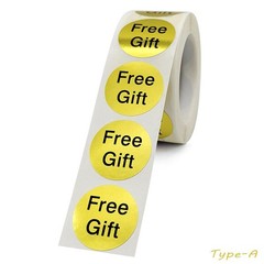 «Free Gift» Sticker Adhesive Label Gold Foil Food Packaging 1 inch 500pcs/Roll