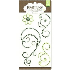 Swirl Swirls Flourishes Green Flourish Crystal Bling Jewels BoBunny Stickers