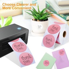 2 Inch Circle Thermal Sticker Labels, 2″ Self-Adhesive Round Thermal Pink