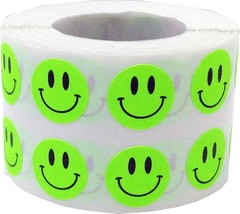 1/2″ Inch Small Fluorescent Green Happy Face Labels, 1,000 Total Adhesive Sti…