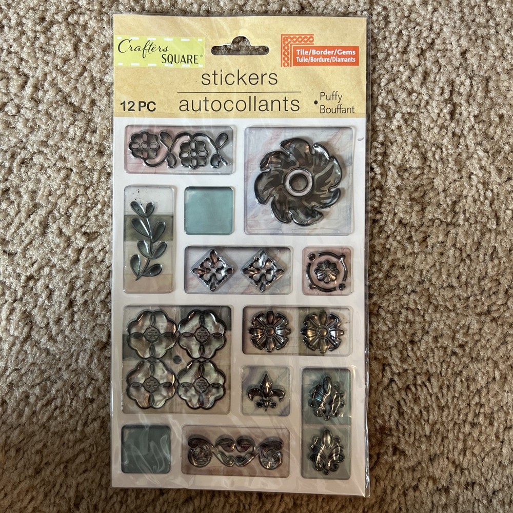 *Crafter’s square Stickers Tiles Textured Floral 2