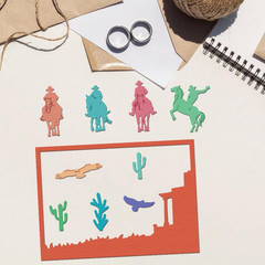 Cowboy Border Die Cuts for Card Making, Horseback Riding Carbon Steel Die Cuts C