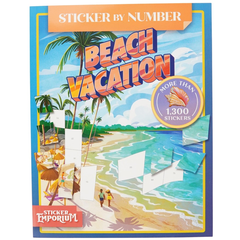 Sticker by Number Beach Vacation Fusion of Paint by Number and Sticker Fun by