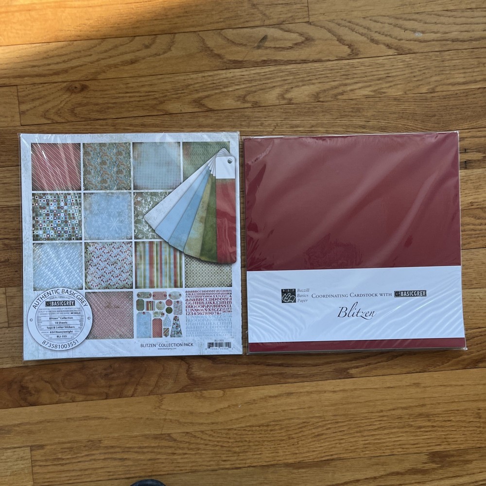 Basic Grey Blitzen 12 x 12 Scrapbook Collection Kit & Coordinating Bazzill Paper