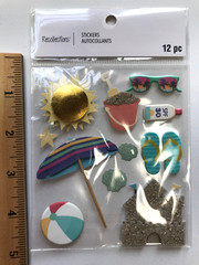 Recollections Beach Vacation Scrapbook Stickers Lot Sand Castle Chair Ocean