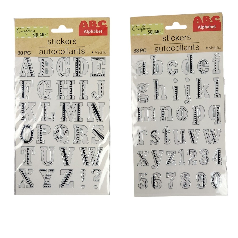Set of 2 Alphabet Metallic Stickers Textured Craft Decals By Crafters Square