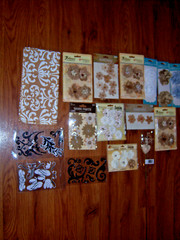 NW 16pks FLORAL CANVAS BURLAP FLORAL STICKERS SHADOW BOX SCRAP BOOK CRAFT OTHER