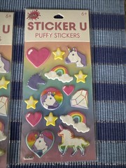 Unicorn Theme Puffy Stickers – 2 Packs – New and Sealed – Rainbow, Stars, Hearts