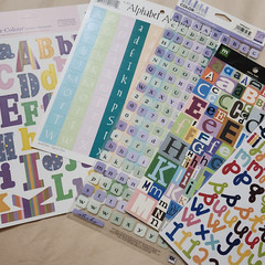 NEW Lot 5 Sets Alphabet Stickers Letters Numbers Multi-Colored Scrapbooking (RR)