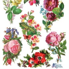 Violette Stickers – Dragonfly Roses – 1 Sticker Sheet for Stationery & Crafts