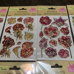 Sunflowers Daffodils Flowers Magic On Rub-0n Permanent Stickers 3D Metallic Lot