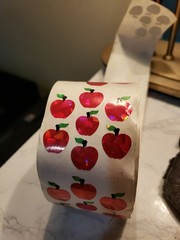 Vintage Roll Sandylion Stickers Red Shiney Apples Design 80’s 76 Squares LOOK!
