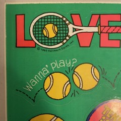 1980 VTG HALLMARK COMIC TENNIS RACKET & BALLS STICKERS