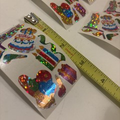 Vtg 1980s stickers Hambly Studios Mylar Foil Shiny Birthday Stickers Set 7 (a83