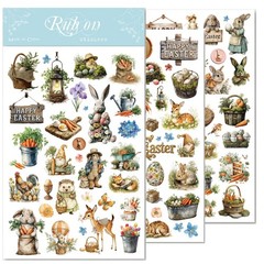 Easter Rub On Transfers for Wood & Paper Spring Floral Bunny Decal Stickers