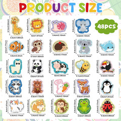 48 Pcs Animal Stickers Motivational Cute Animals Reward Stickers Cute Sticker fo