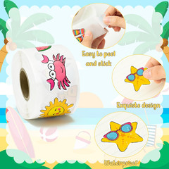 Summer Beach Roll Stickers – 1000Pcs Summer Beach Stickers in 2 Rolls Waterproof