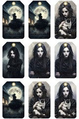 Gothic Girl Tags Set Junk Journal Scrapbook