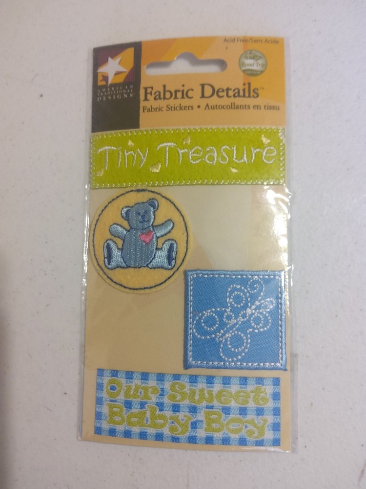 Fabric Stickers Baby Boy Teddy Bear American Traditional Designs