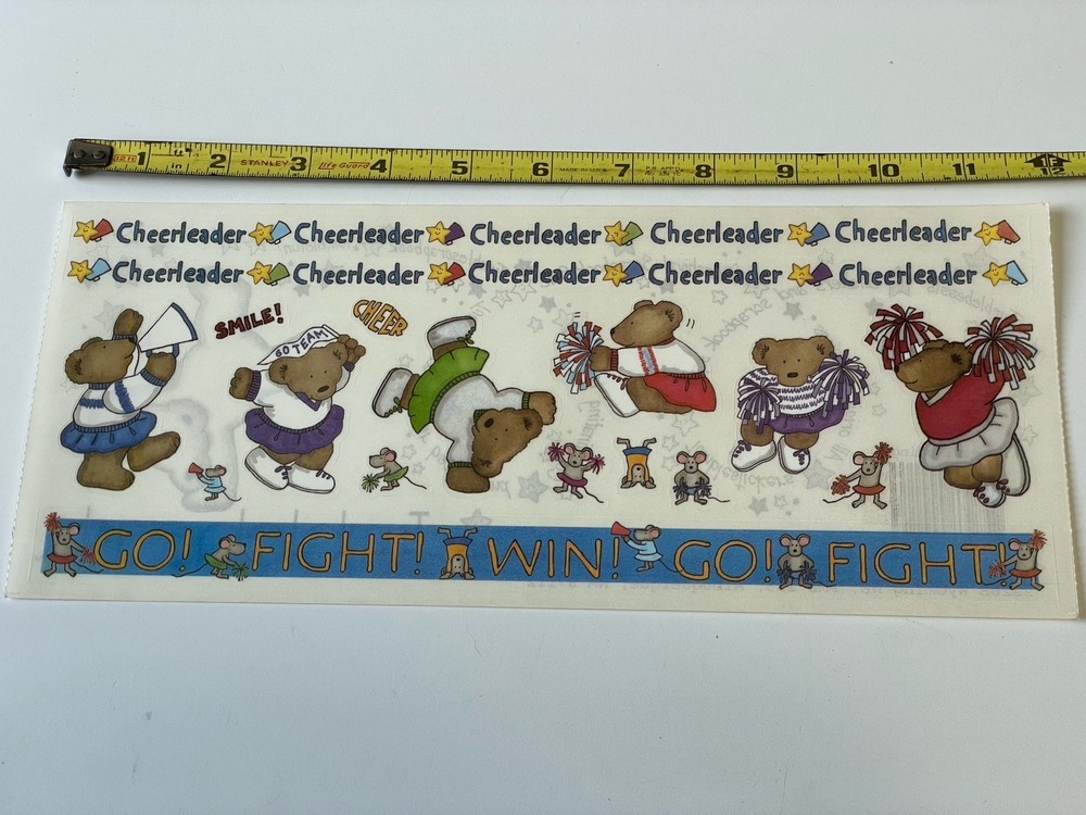 1 Tumblebeasts Cheerleading Border Stickers Cheer Bears Go Fight Win Mouse Mice