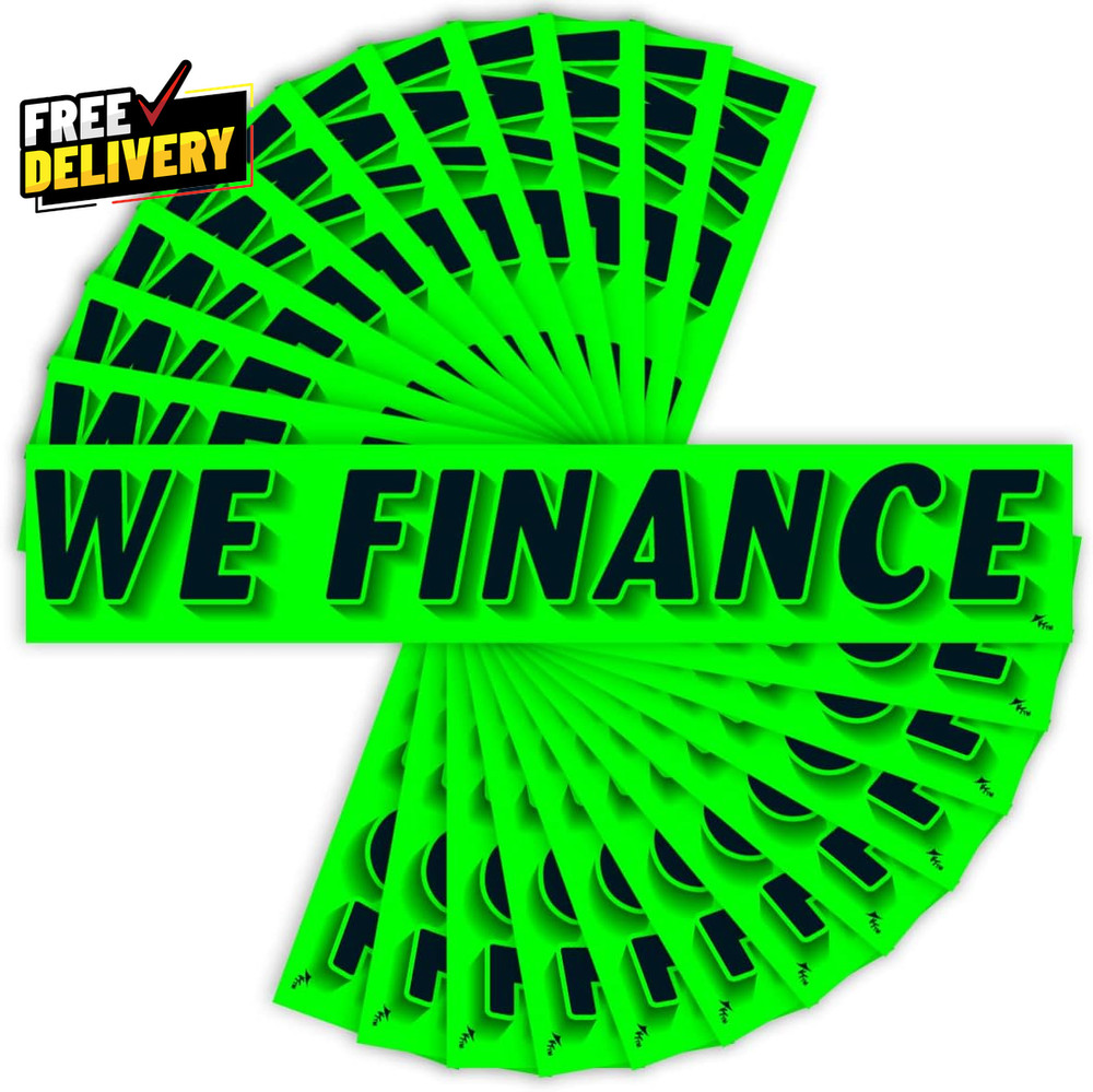 Chartreuse Green Vinyl Slogan Stickers 12 Pack for Car Dealer Windshield Adver..