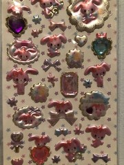 Sanrio Bonbonribbon Rabbit Gem Bows Puffy Sticker Sheet Scrapbooking Htf Vintag