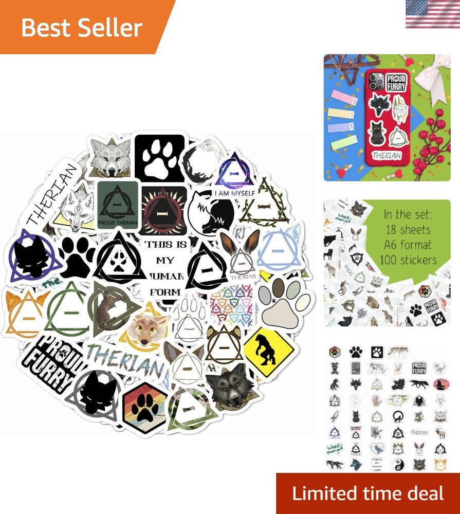 100 Exclusive Therian Vinyl Stickers – Water-Resistant, Fun, and Colorful
