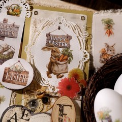 Easter Rub On Transfers for Wood & Paper Spring Floral Bunny Decal Stickers