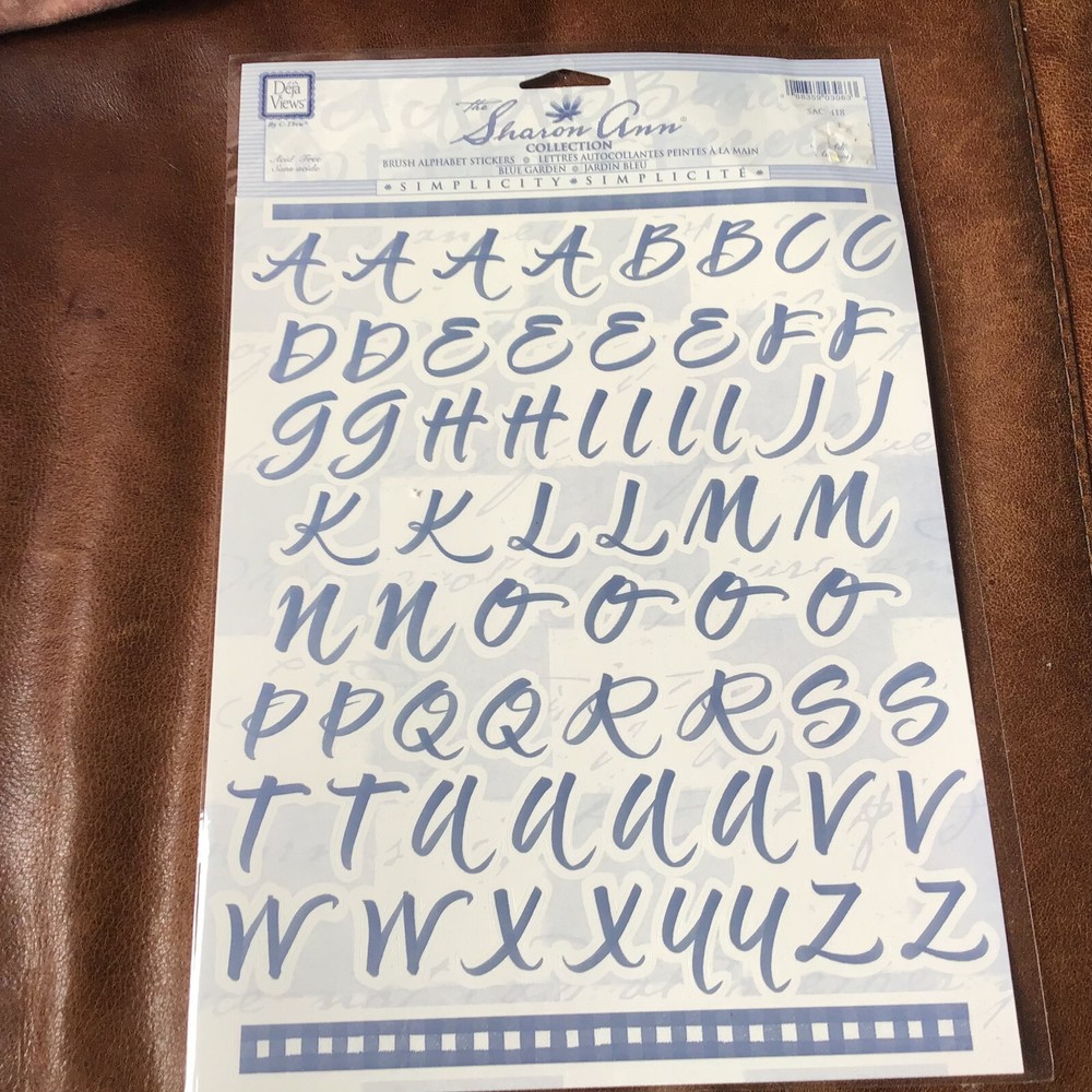 DEJA VIEWS Sharon Ann ABC 123 Alphabet Sticker Sheet DARK BLUE GARDEN- 2 Sheet *