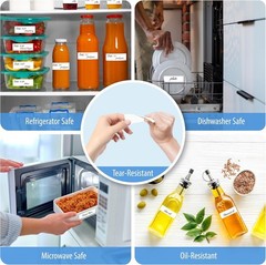 Self-Adhesive Food Labels – 300 Pack Water and Tear Resistant Kitchen Solution