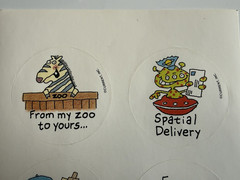 Vintage QUIP Stickers by Current 1991~1 SHEET~CODE 15354-0~funny/humor~Round
