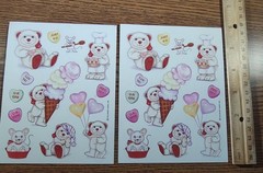 Vintage Hallmark Valentine Bear Stickers 2 Full Sheets Mouse Mice Hearts S295