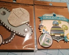 Baby Boy Themed Scrapbooking Embellishments: Set Of 3 Detailed Items – Brand NEW
