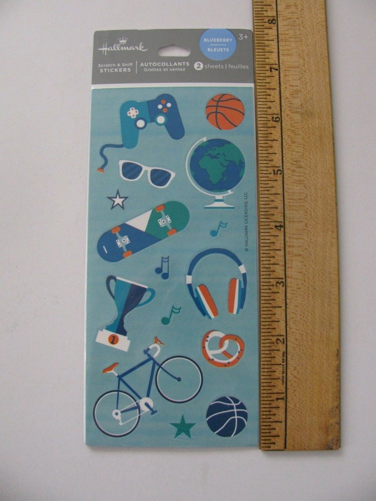 Hallmark SPORTS & GAMES Scratch & Sniff BLUEBERRY 2 Sheets NIP