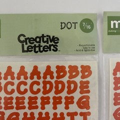 Lot of 2 Making Memories 7/16” Dot Orange Creative Letters Alphabet Stickers
