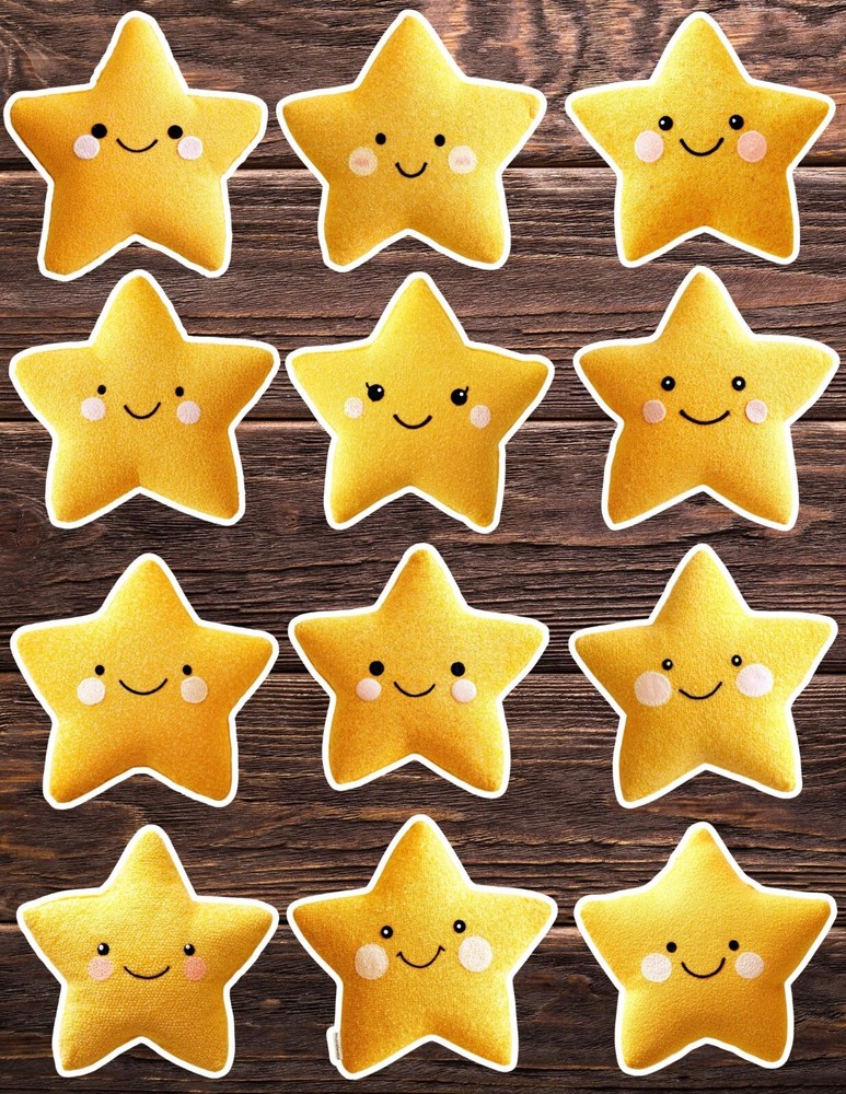 Plushie Star Die Cut Vinyl Stickers Set Scrapbooking Laptop Water Bottle