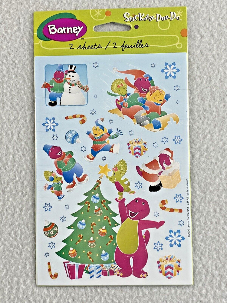 Vintage Christmas Winter Barney Stickers 2 Sheet Pack Stickety Doo Da 2000