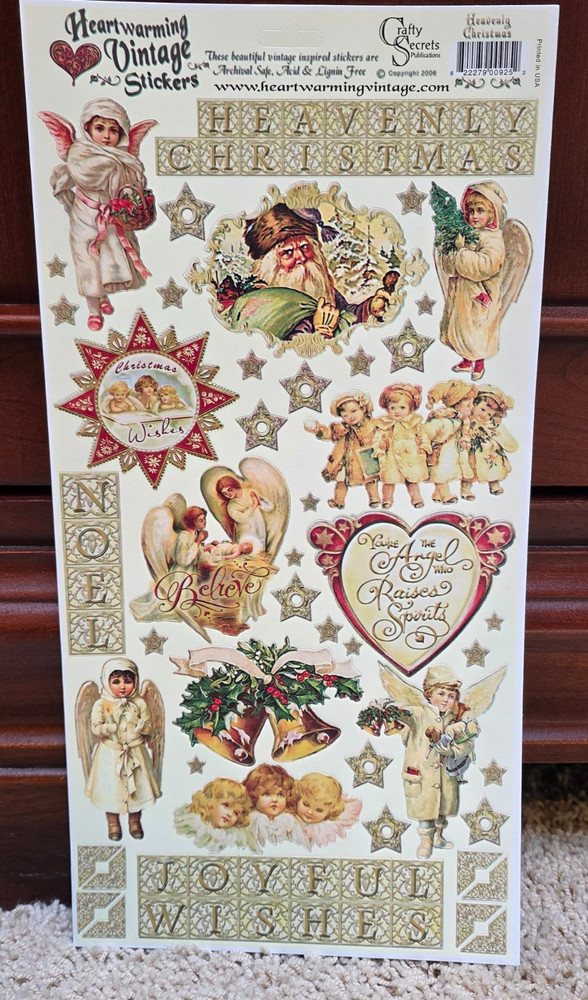 10 Crafty Secrets Heavenly Christmas Sticker Sheets Heartwarming Vtg 6×12 2006