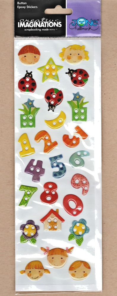 Jone Hallmark KIDS BUTTONS 3-D Epoxy Sticker Sheet (25) Pcs scrapbooking