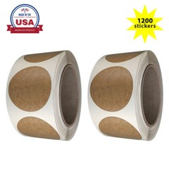 Royal Green 2 Inch Large Kraft Round Dot Stickers 50mm (5cm) 1200 Pack on Rolls