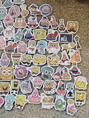 Lot Of Assorted Sponge Bob Stickers, Approximately 95 Stickers, Patrick Star