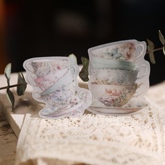 26 pcs Tea Cup Translucent Vellum Matte Surface Paper Sticker Scrapbook Craft