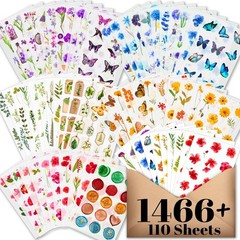 Floral Stickers for Scrapbooking – 1466+ Pieces, Pressed Flower & Journaling Sup