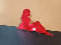 Vintage Stickers MUD FLAP GIRL Glossy Foil Vending Sticker VTG PVI Red 01