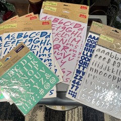 Lot Of 9 Alphabet Stickers Assorted Styles 1 Stencil