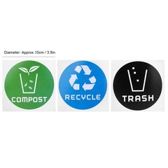 60Pcs/Set Round Recycle Trash Compost Sticker Decal For Trash Cans Garbage C EJJ