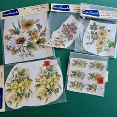 Vtg Ceramic Decals Mixed Media Water Mount Transfers Lot T Yellow Daisy Floral