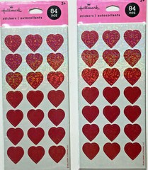 Valentine’s Day Stickers RED HEARTS Prismatic Stickers Lot 2 Packs (8 Sheets)