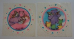 (2) Vintage 1980s Angel Bear Unused Mod Stickers Small World Greetings 1984